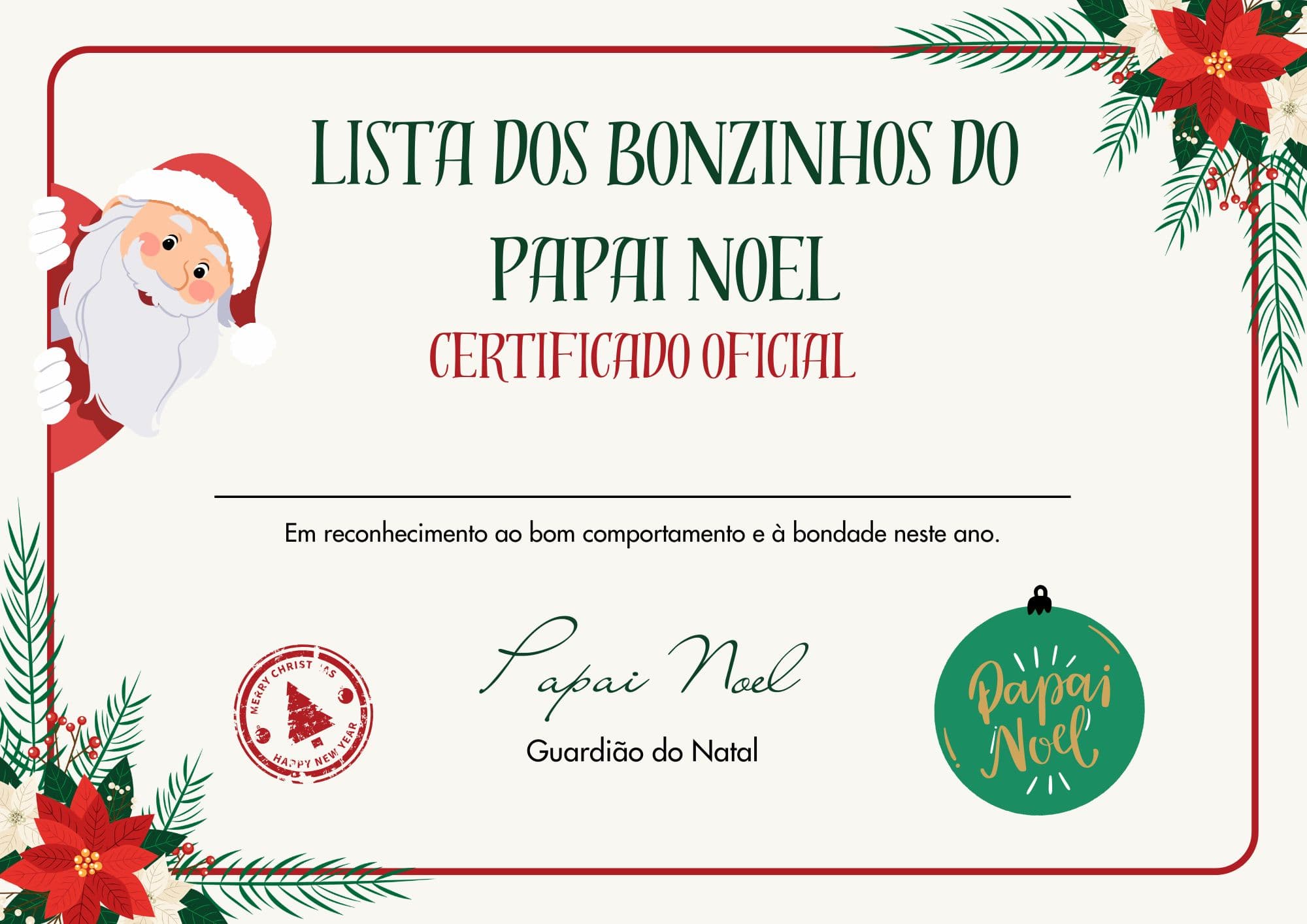 Certificado da Lista dos Bonzinhos para imprimir