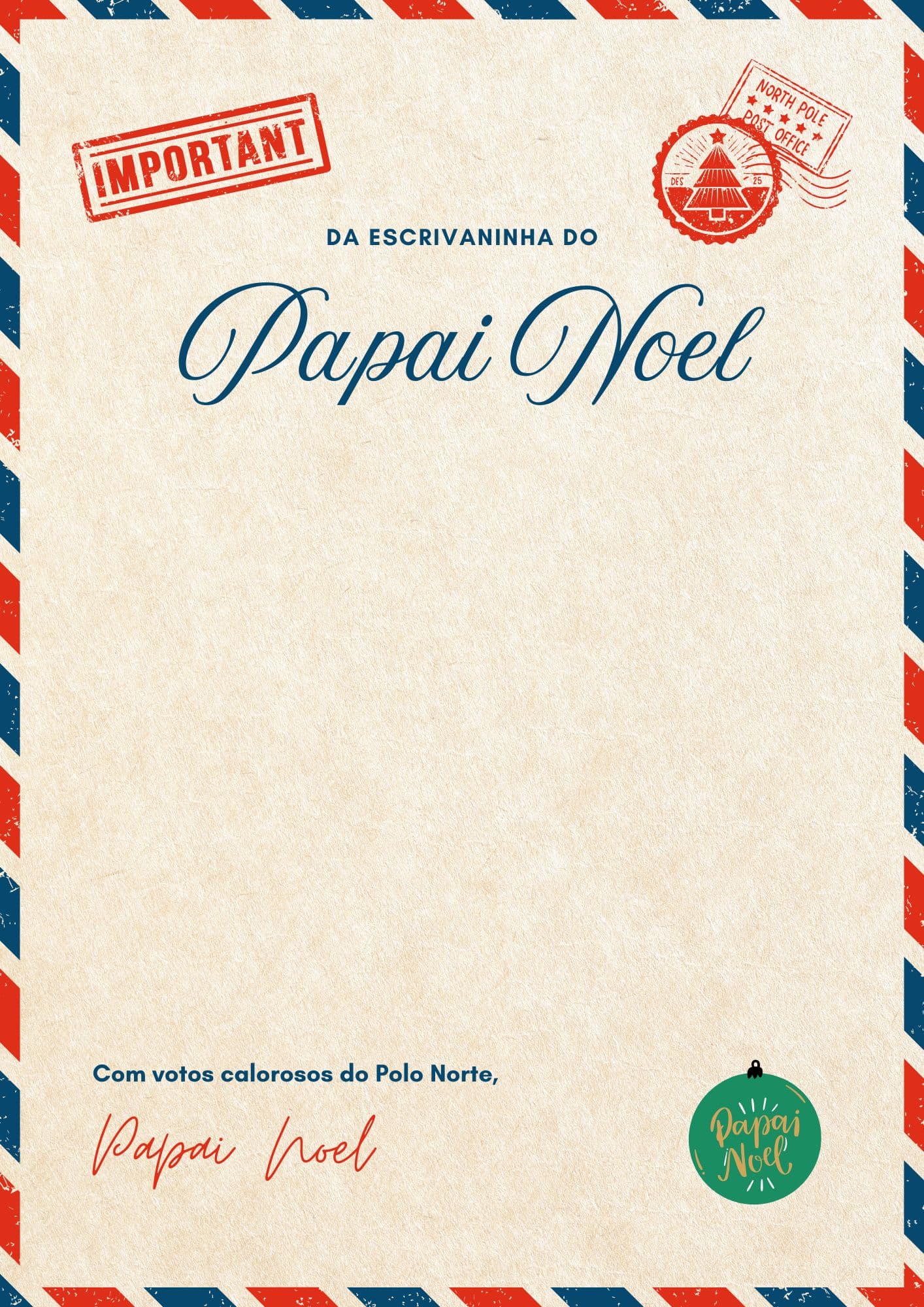 Carta do Papai Noel para imprimir