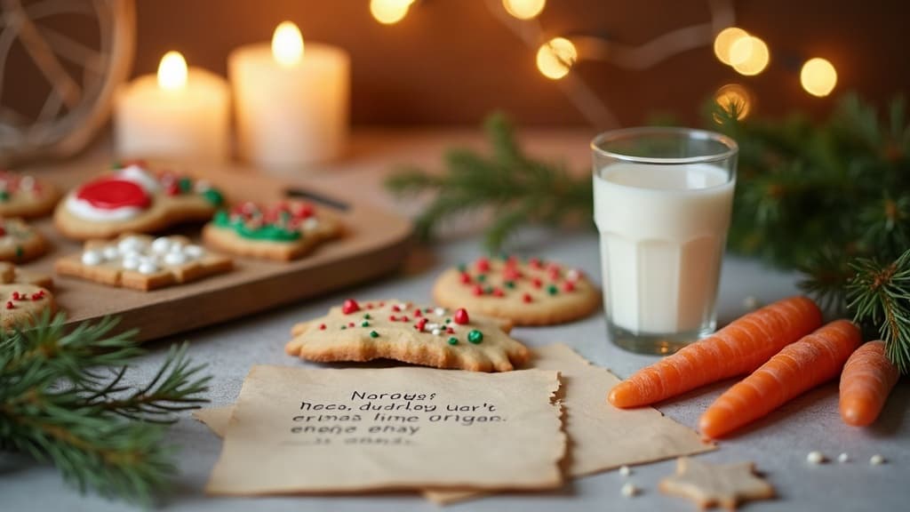 Biscotti natalizi adatti a chi soffre di allergie, con biglietto, latte e carote per le renne