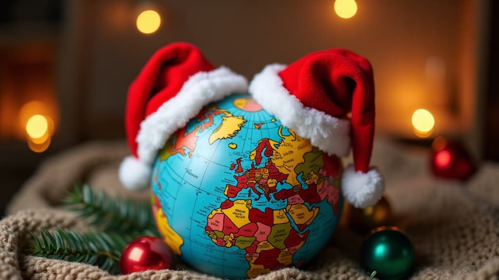 Un globo adornato con diverse decorazioni natalizie culturali