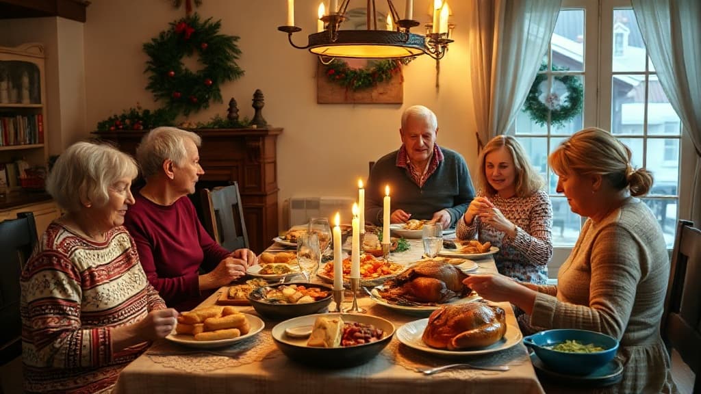 Famiglia che gode di un pasto festivo per Nikolaustag