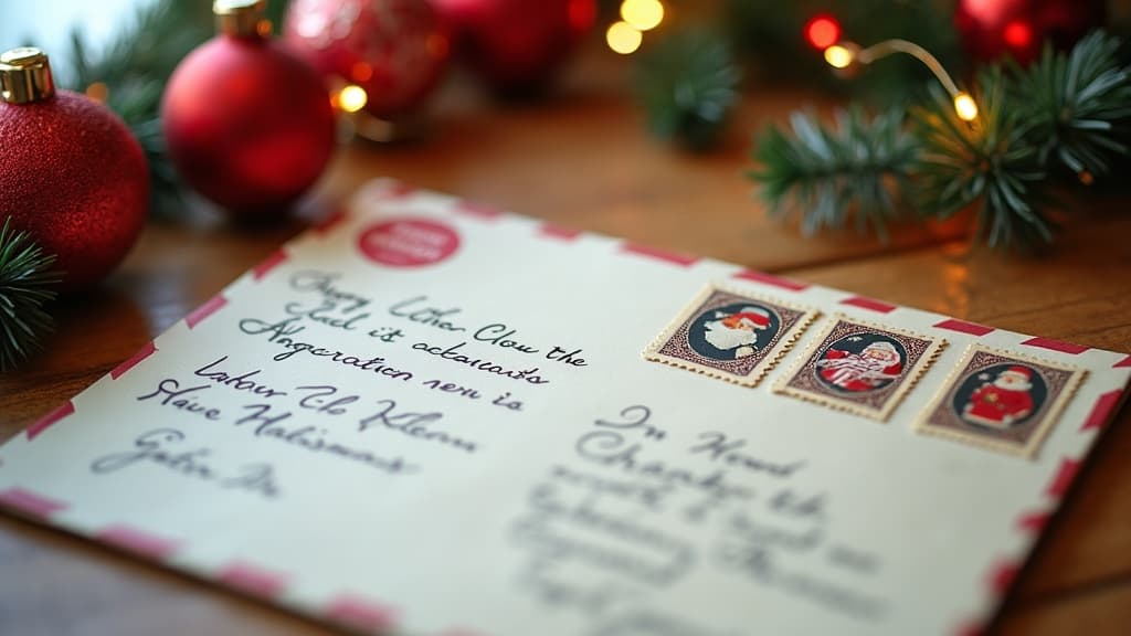 Carta para o Papai Noel com selos festivos