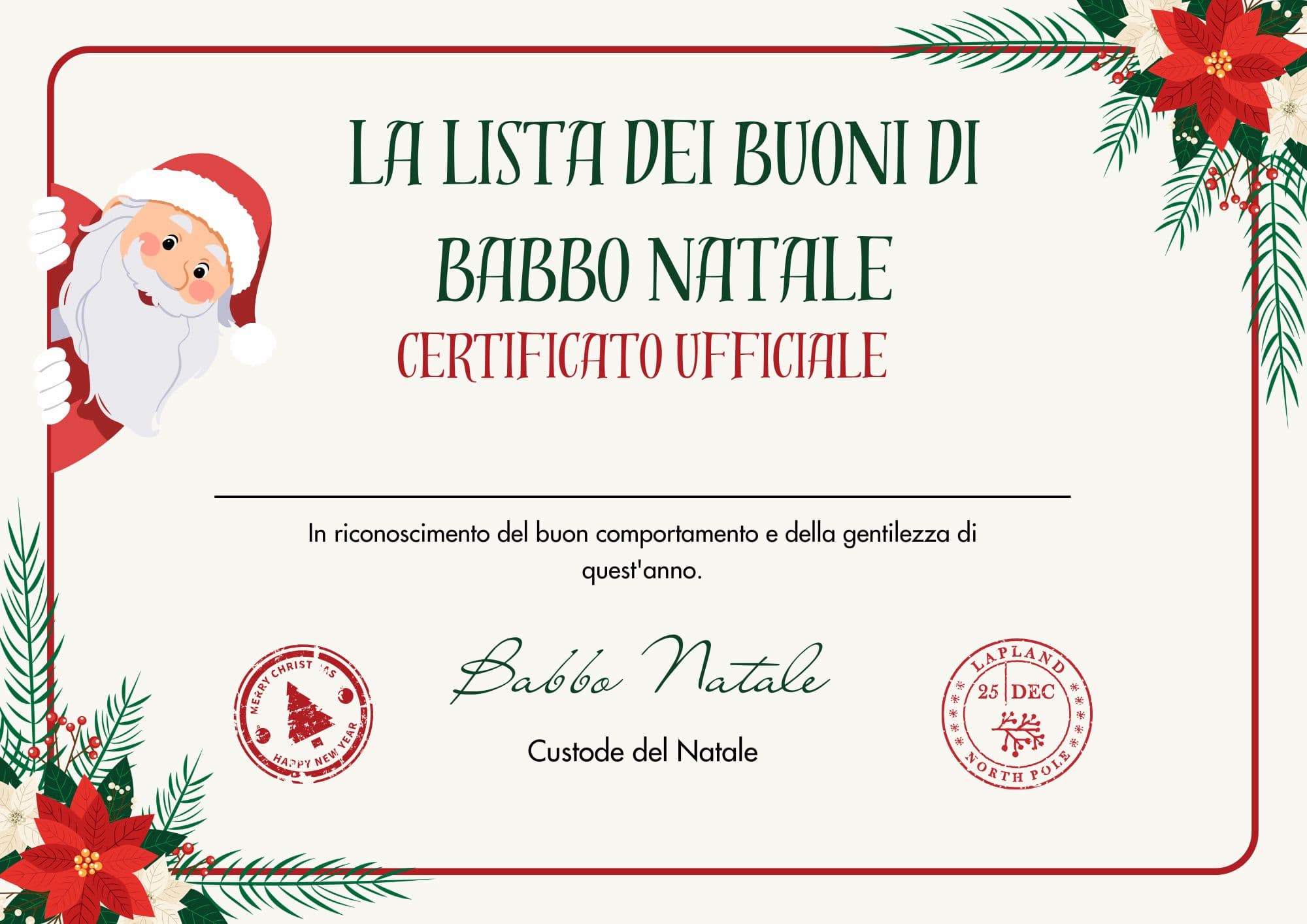Certificato della Lista dei Buoni da stampare