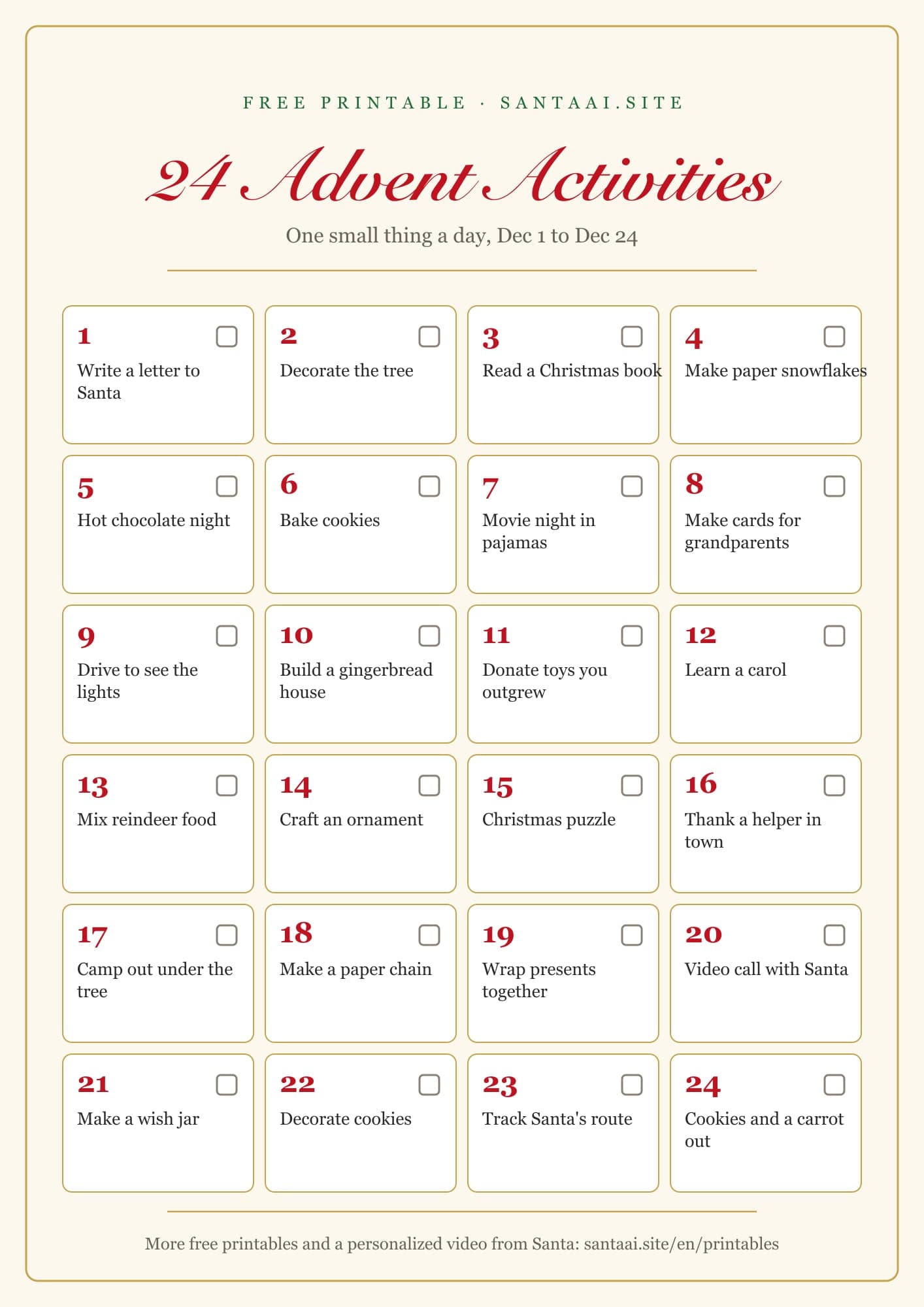 24 Advent Activities