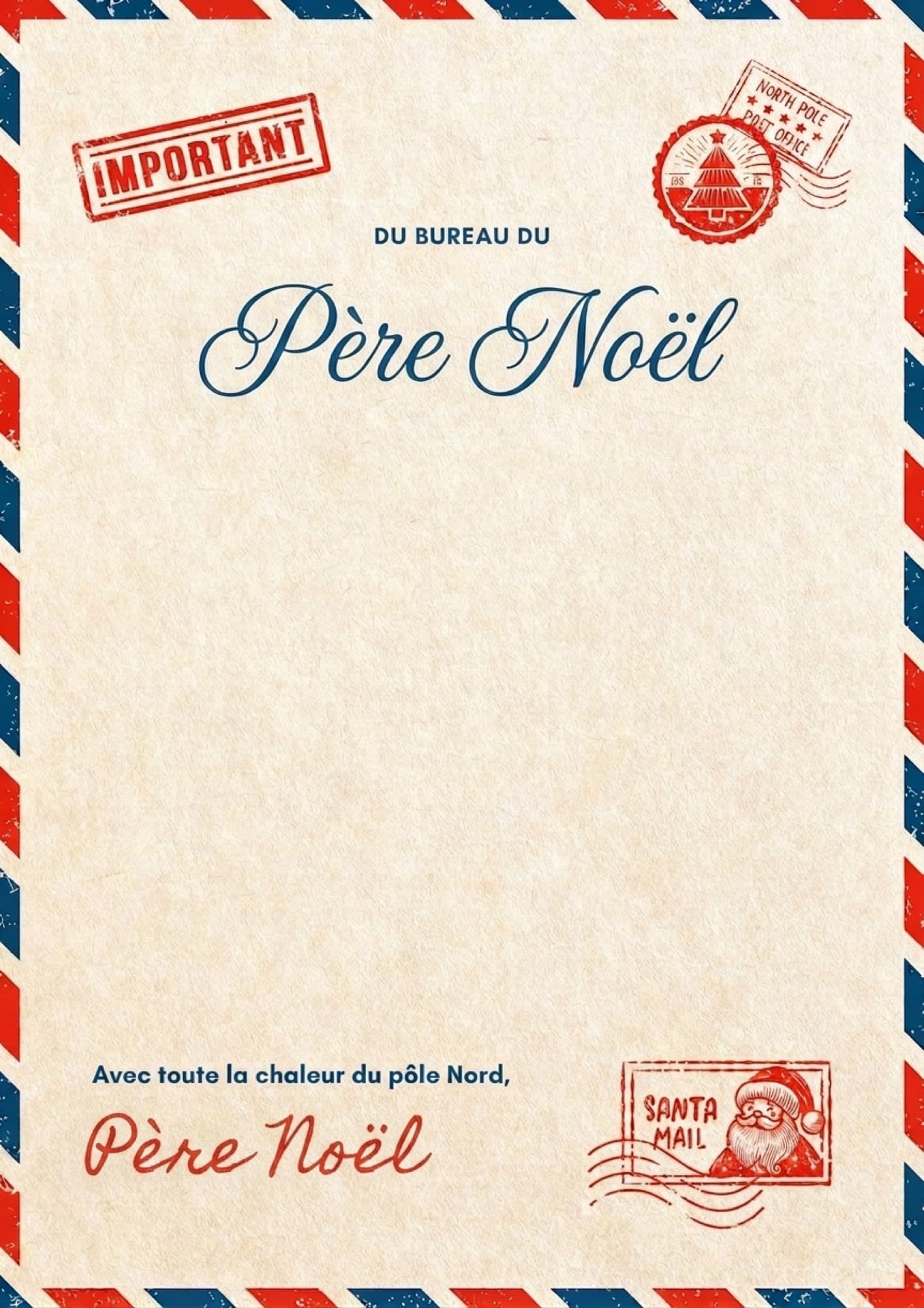 Lettre du Père Noël à imprimer