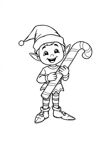 Elf with a giant candy cane