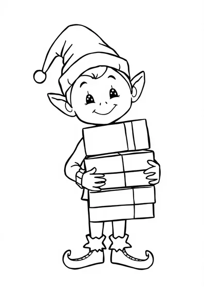 Elf with a stack of presents
