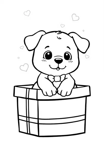 Puppy in a gift box
