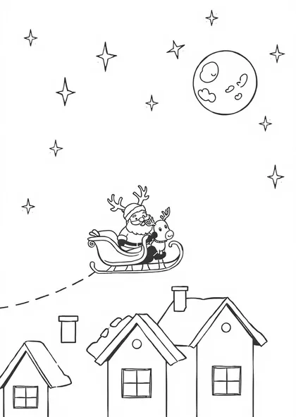 Santa's sleigh over the rooftops