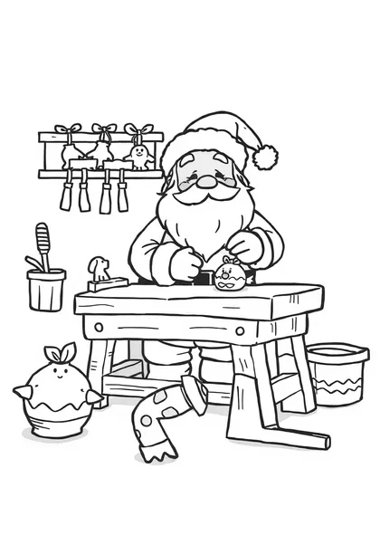 Santa building a toy