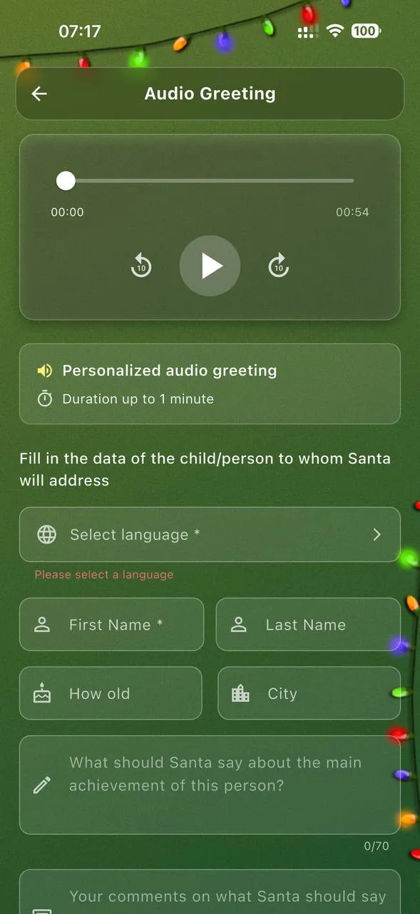 Personalized Audio Greeting from Santa